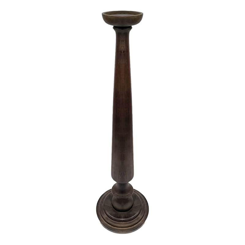 Black Mango Wood Pillar Candle Holder, 33" | At Home