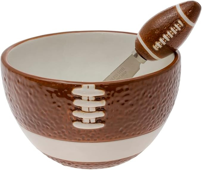Boston International Serving Set, Super Bowl Football Party Ceramic Bowl and Stainless Steel Spre... | Amazon (US)
