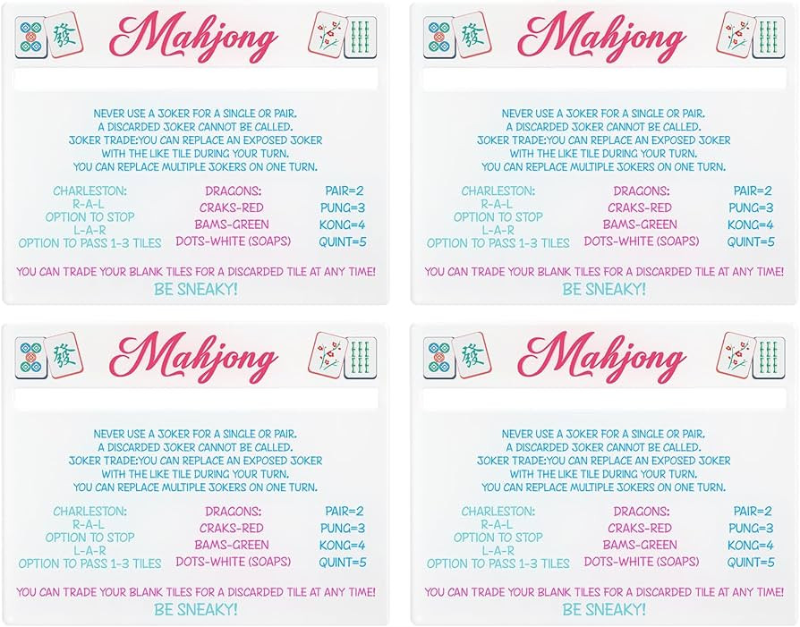 Mahjong Line Finder, 4 Pack Bright Mahjong Rules Helper Reader Beginner-Friendly Mahjong Accessor... | Amazon (US)