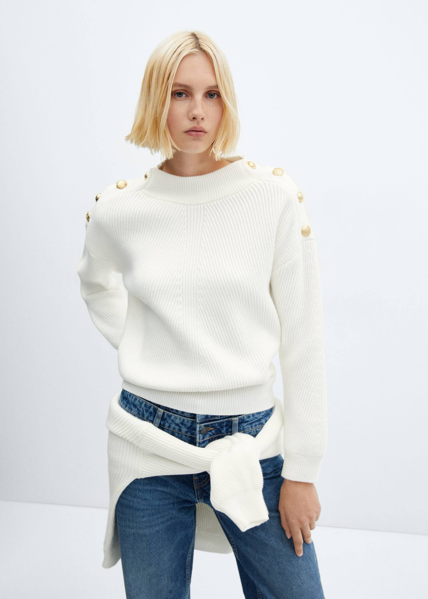 Ribbed sweater with buttonsREF. 57009123-ELEGANT-LM | MANGO (US)