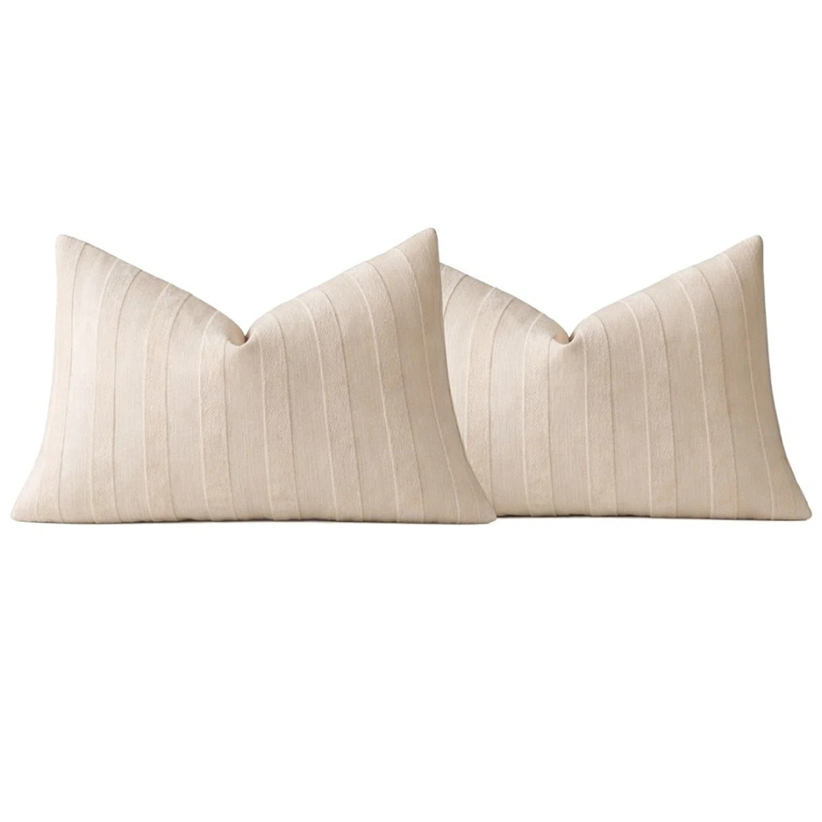 Light Beige Textured Striped Throw Pillow Cover 12" X 20" - Modern Accent Pillow Case, 2-Pack | Wayfair North America