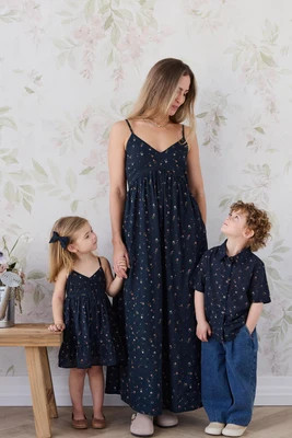 Organic Cotton Womens Whitley Dress - Eloise Navy XS | Jamie Kay