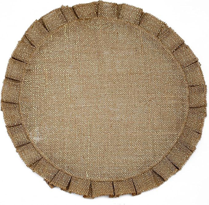 CHARDIN HOME Jute Burlap Round Placemats, Set of 4 Rustic Table mats | 15 inches Natural Beige wi... | Amazon (US)