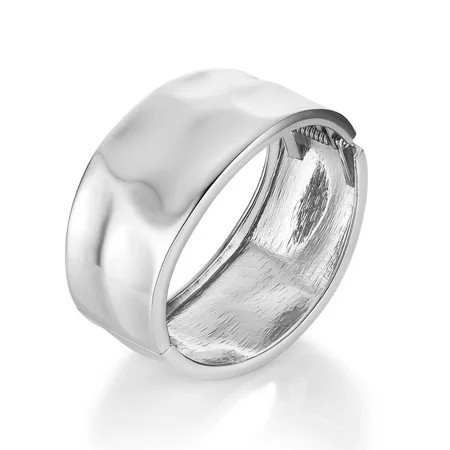 HZMAN Chunky Silver Cuff Bracelets for Women Thick Wide Bangle Bracelet Hammered Open Hinge Wrist Cuff Bracelet Jewelry Gift | Walmart (US)