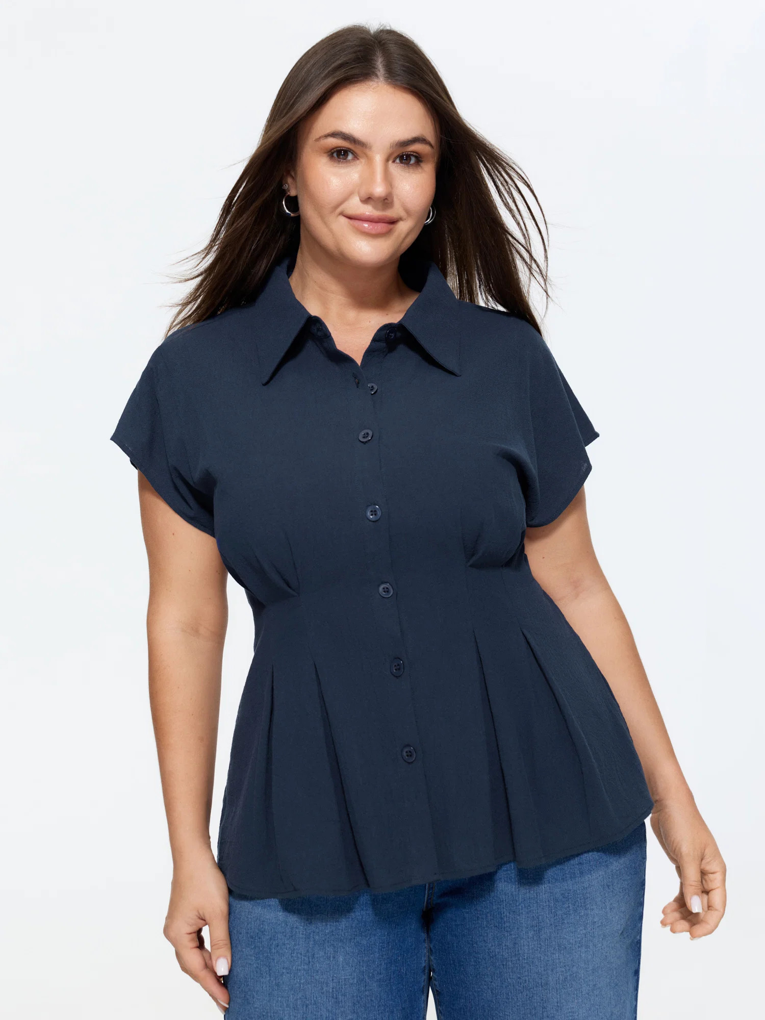Cotton Fit And Flare Plain Blouse | Bloomchic