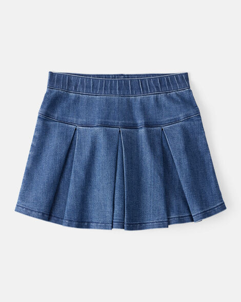 Kid Pull-On Pleated Denim Skort - 70s Blue Wash | Carter's Inc