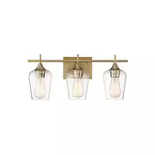 Octave 3-Light Bathroom Warm Brass Vanity Light | The Home Depot