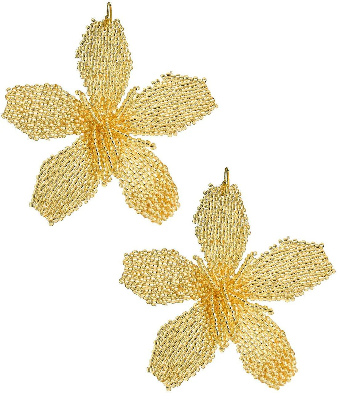 Gwen - Fabric Beaded Hook Back Flower Earrings | Lisi Lerch Inc