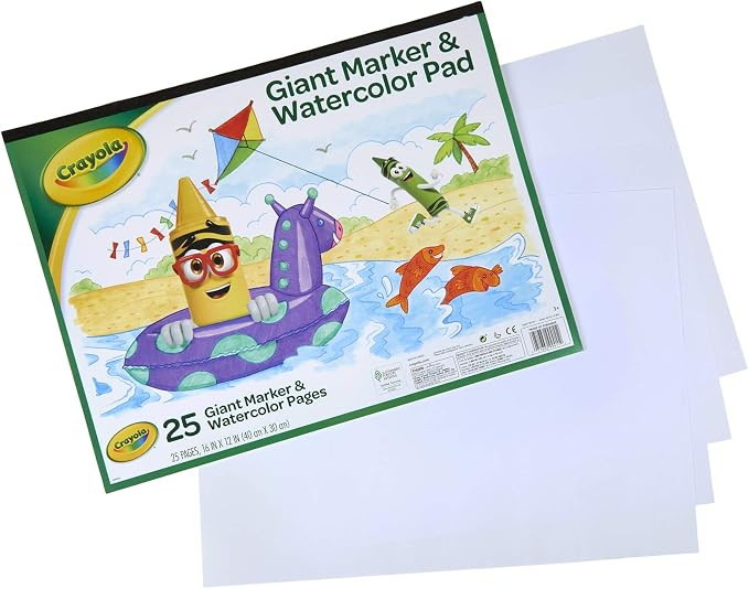 Crayola Giant Marker and Watercolor Pad, Kids Art Supplies, Gift , White includes 1 Pad (25 sheet... | Amazon (US)