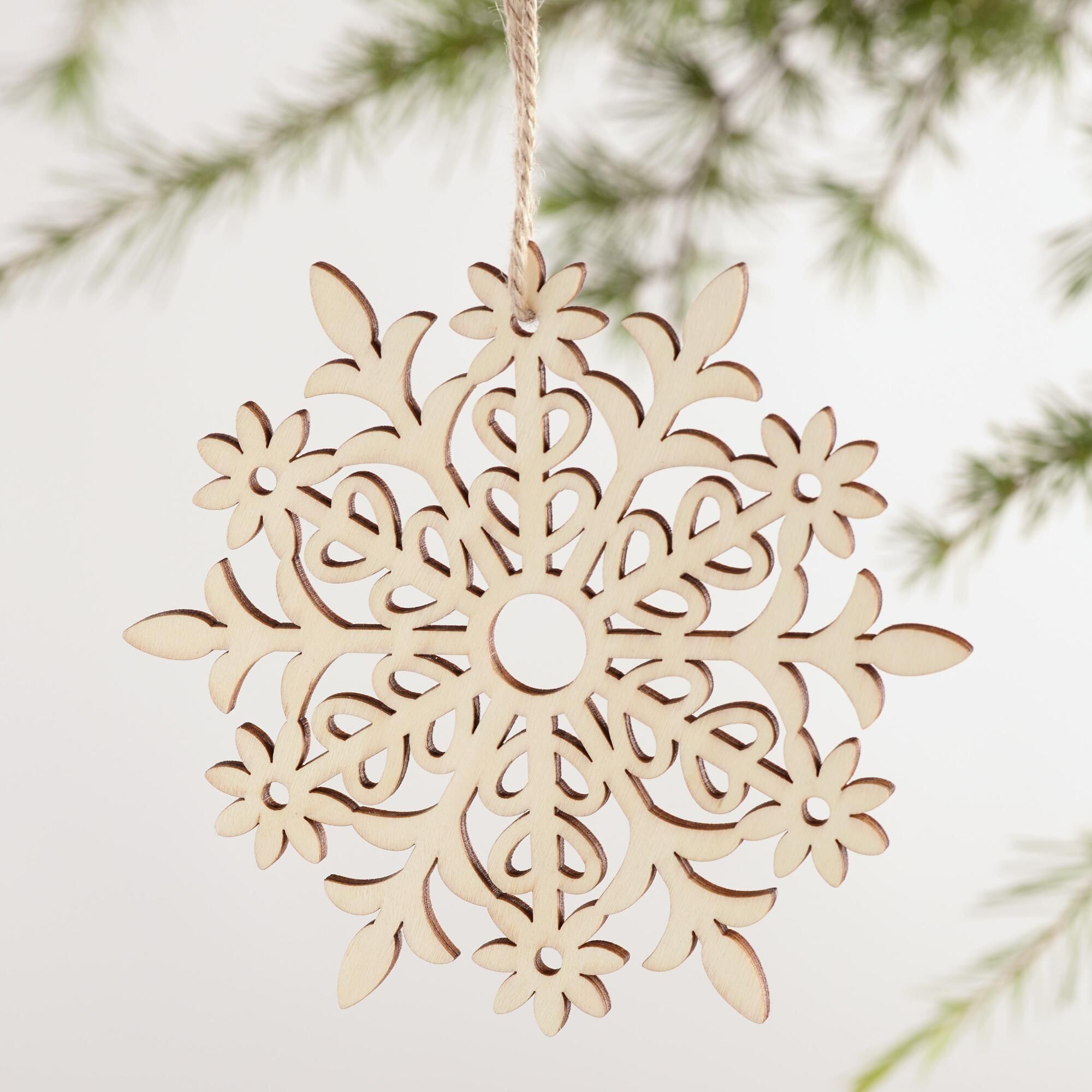 Laser Cut Wood Snowflake Ornaments Set of 4 | World Market