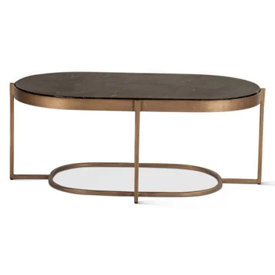 Kokomi 43" Coffee Table With Black Marble And Antique Brass Base | Wayfair North America