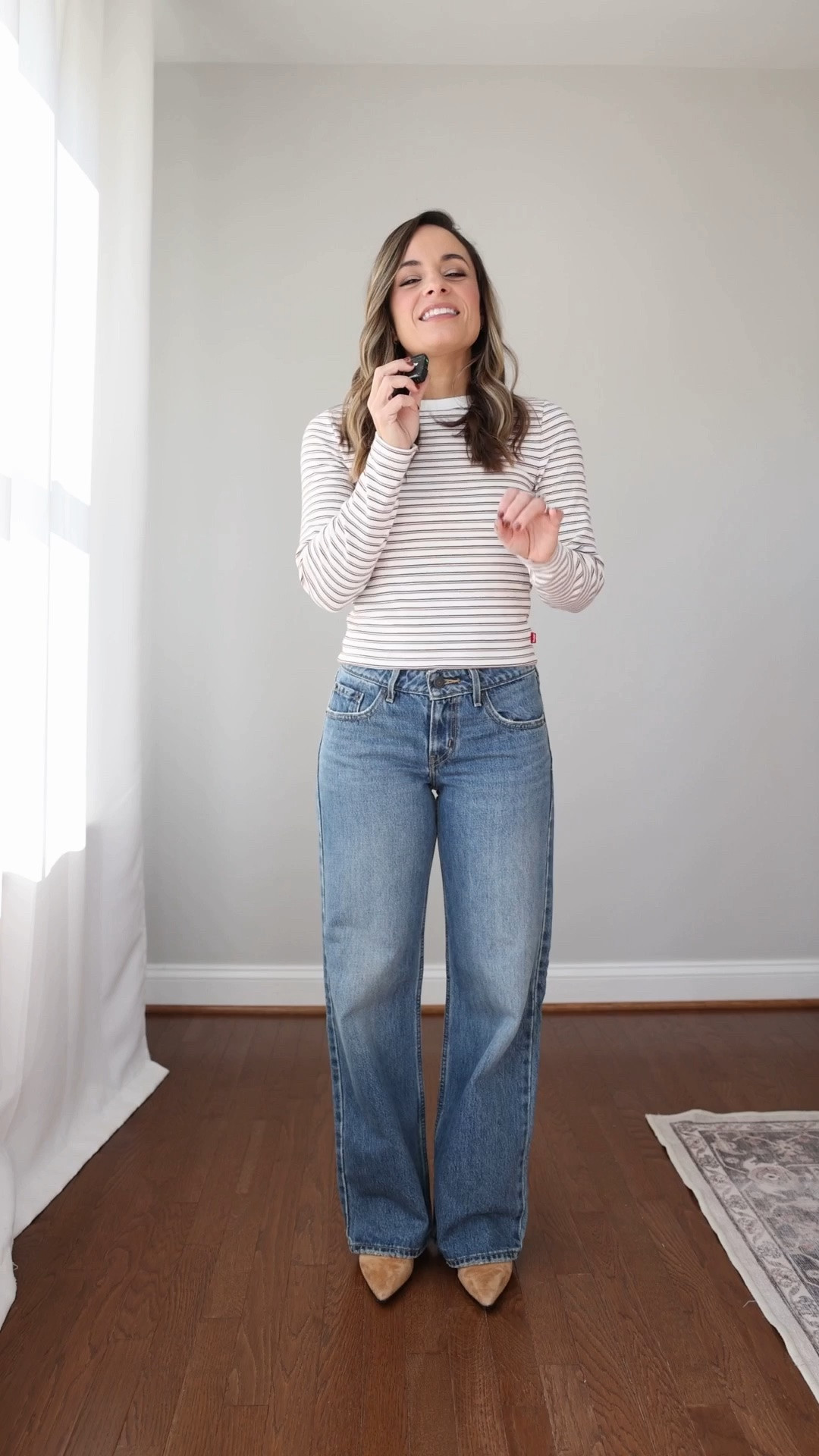 For the short gals who want the look of “legs for days” three wide leg jeans that pair nicely with a heel for a nice leg lengthening effect! 

* this is an updated review with the true to size pair

Levi’s Low Loose: 24 x 30” / 9 1/8” rise / 30” inseam 
Top (Anthropologie): xxs 

Size comparison: 32”, 24”, 36” with a 25” ankle inseam and a 27.5-28” full length inseam

#LTKPetite