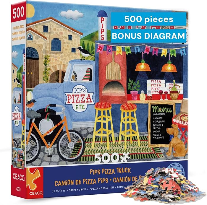 Ceaco - Food Trucks - Pip’s Pizza Truck - 500 Piece Jigsaw Puzzle for Adults and Families - Vib... | Amazon (US)