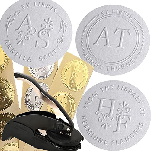 Personal Book Embosser Custom Stamp Seal, from The Library of Gift Ex Libris, Floral and Monogram Designs | Amazon (US)