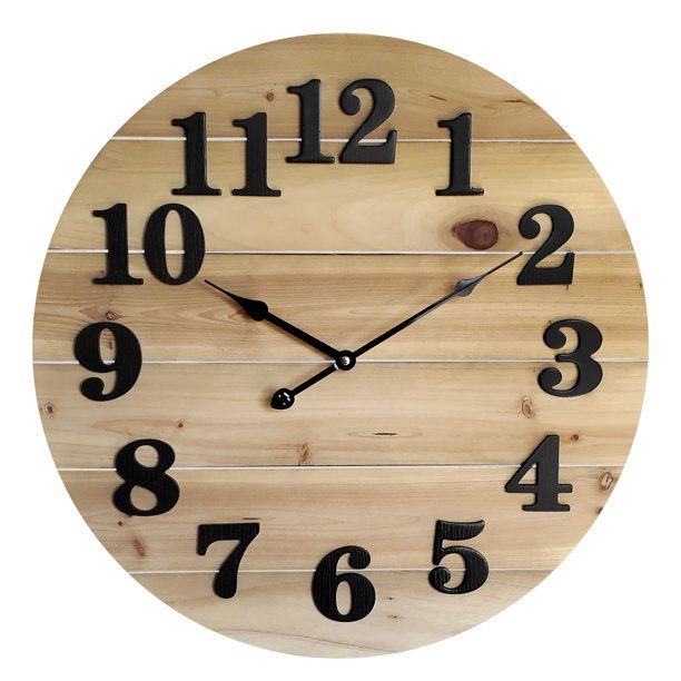 Better Homes & Gardens Wood Planks Clock, Natural Stain Finish, WMC222N | Walmart (US)