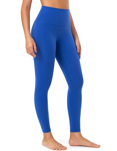 YUNOGA High Waisted Workout Leggings for Womens 25" Inseam,Buttery Soft No Front Seam Tummy Control Athletic Gym Yoga Pants (Royal Blue,S) | Amazon (US)