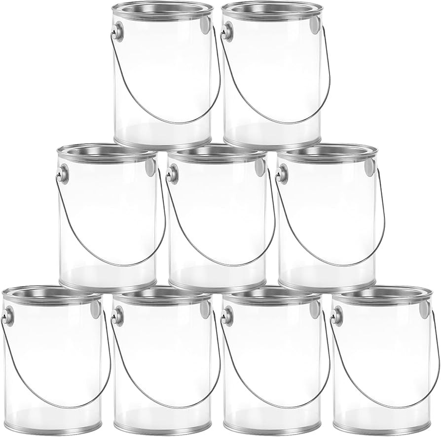 Hedume 9 Pack Clear Paint Can Containers with Metal Lids, 5 Inches Tall Empty Paint Storage Cans,... | Amazon (US)