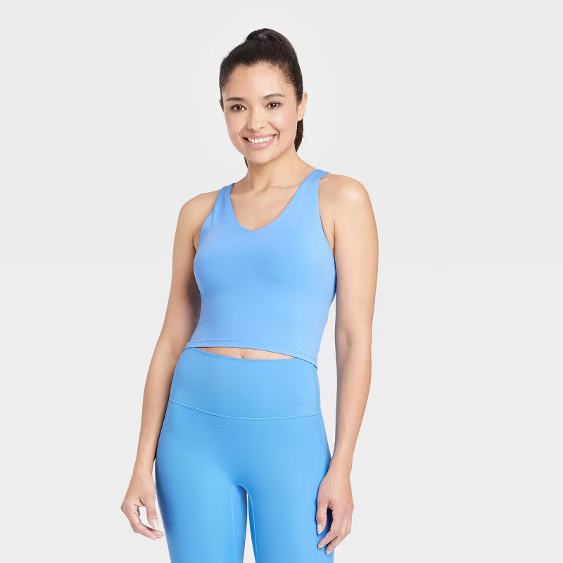 Women's Light Support V-Neck Cropped Sports Bra - All in Motion™ | Target