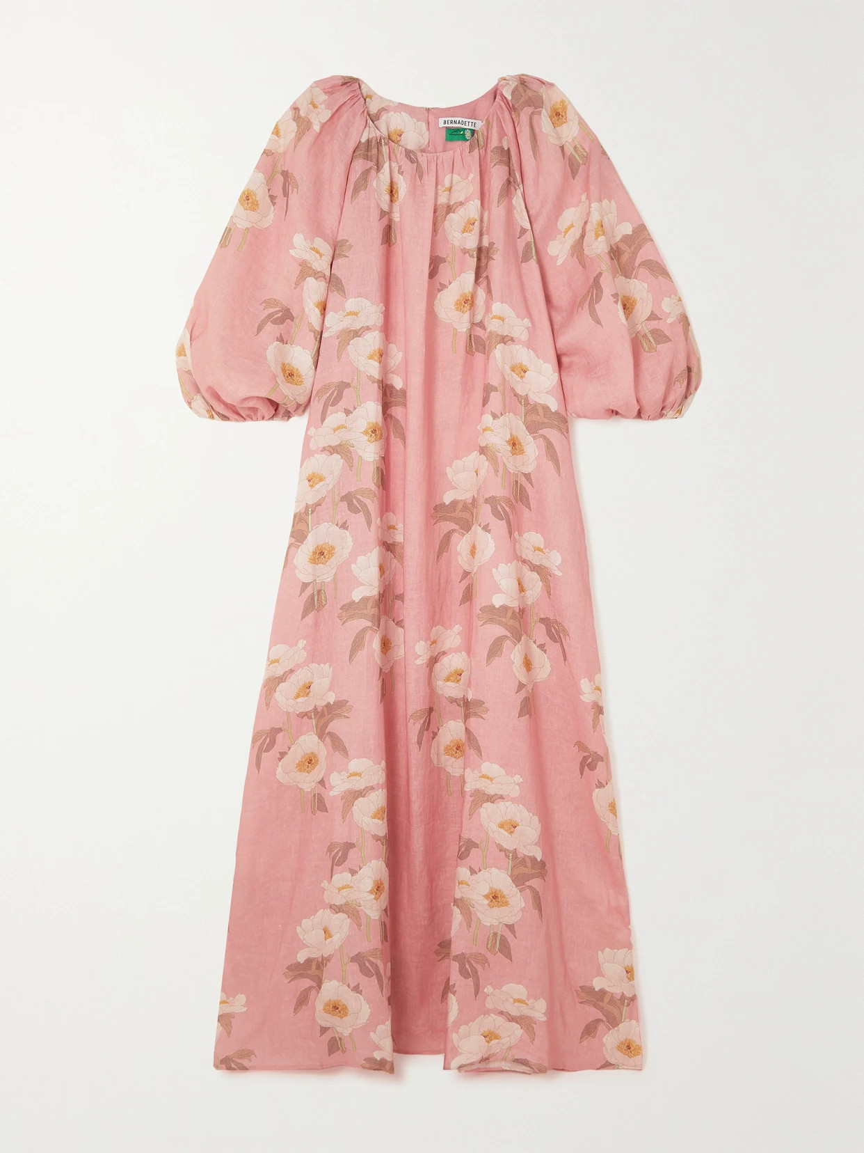 BERNADETTE - Georgina Gathered Floral-print Linen Maxi Dress - Pink | NET-A-PORTER (US)