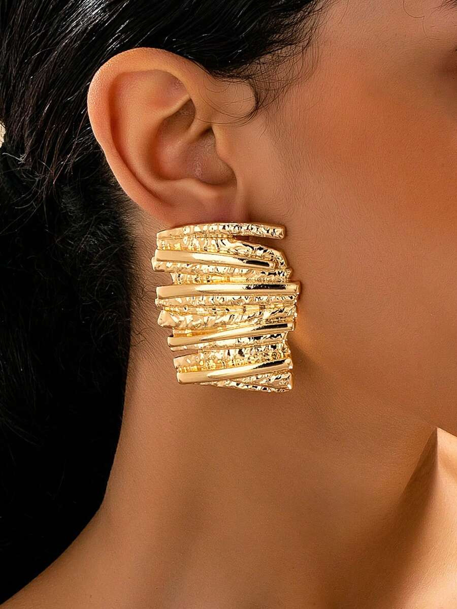 1 Pair Fashionable Geometric Square Stud Earrings, Versatile For Women Party, Daily Wear, Gift | SHEIN
