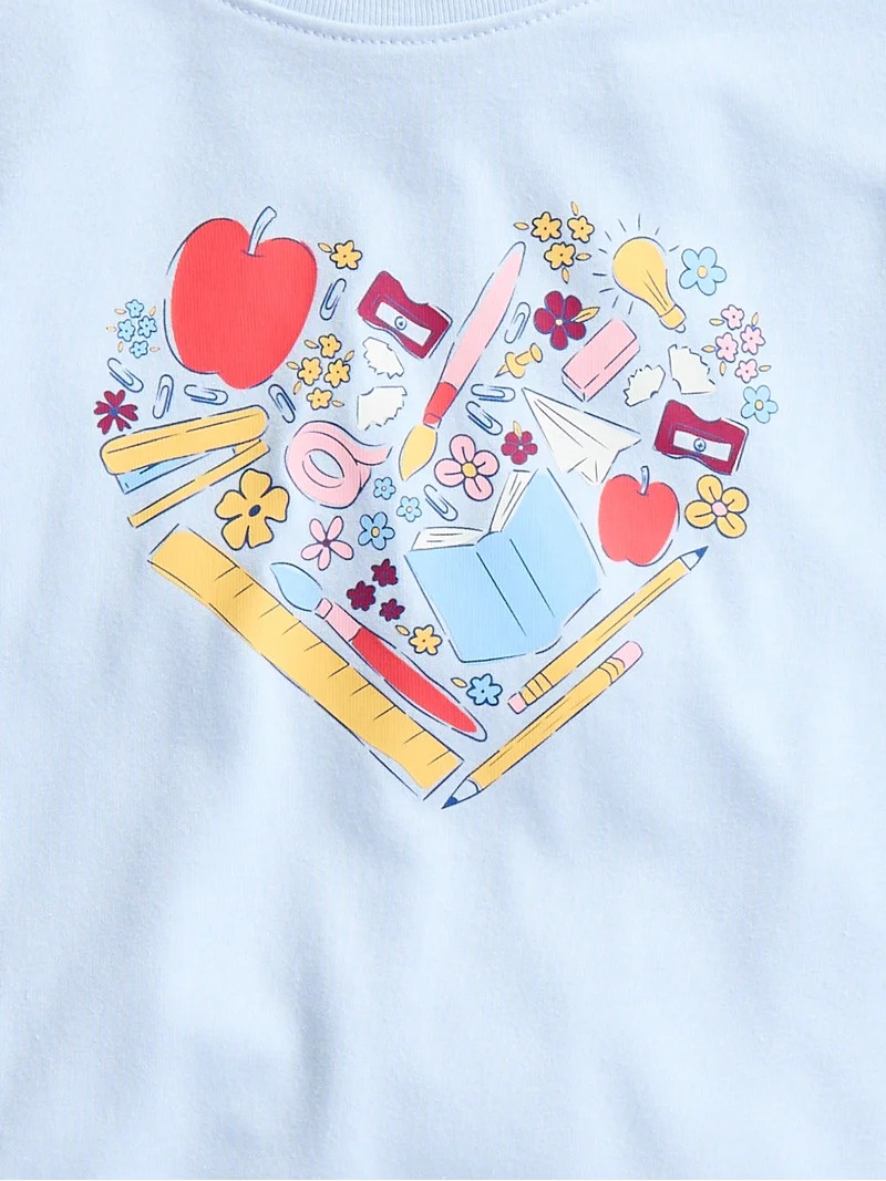 Wonder Nation Girls Graphic Tee with Short Sleeves, Sizes 4-10 | Walmart (US)