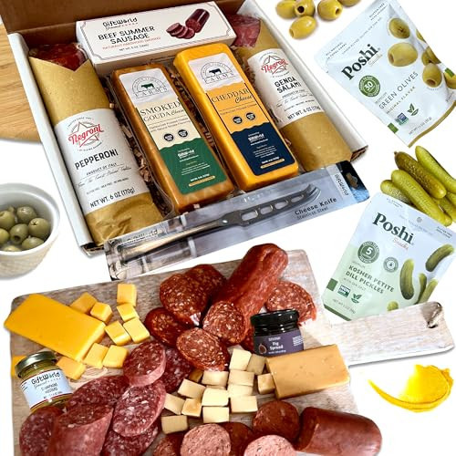 Deluxe Charcuterie Food Items, Meat and Cheese Gift Basket with Salami | Amazon (US)