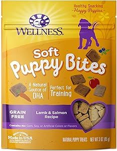 Wellness Soft Puppy Bites Natural Grain Free Puppy Training Treats, Lamb & Salmon, 3-Ounce Bag | Amazon (US)