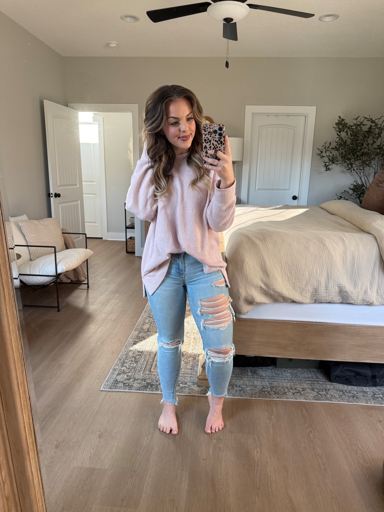 love a soft pink this season 🩷 

pink oversized sweater, light denim, distressed denim

#LTKmomlife #LTKFindsUnder100 #LTKootd