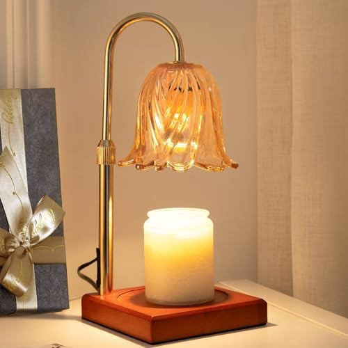 GODONLIF Flower Candle Warmer Lamp with Timer, Gold Electric Candle Lamp | Amazon (US)