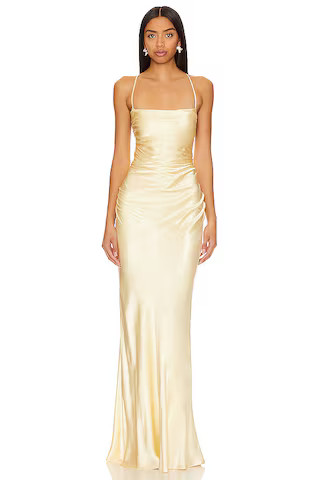 Shona Joy La Lune Lace Back Maxi Dress in Lemon from Revolve.com | Revolve Clothing (Global)