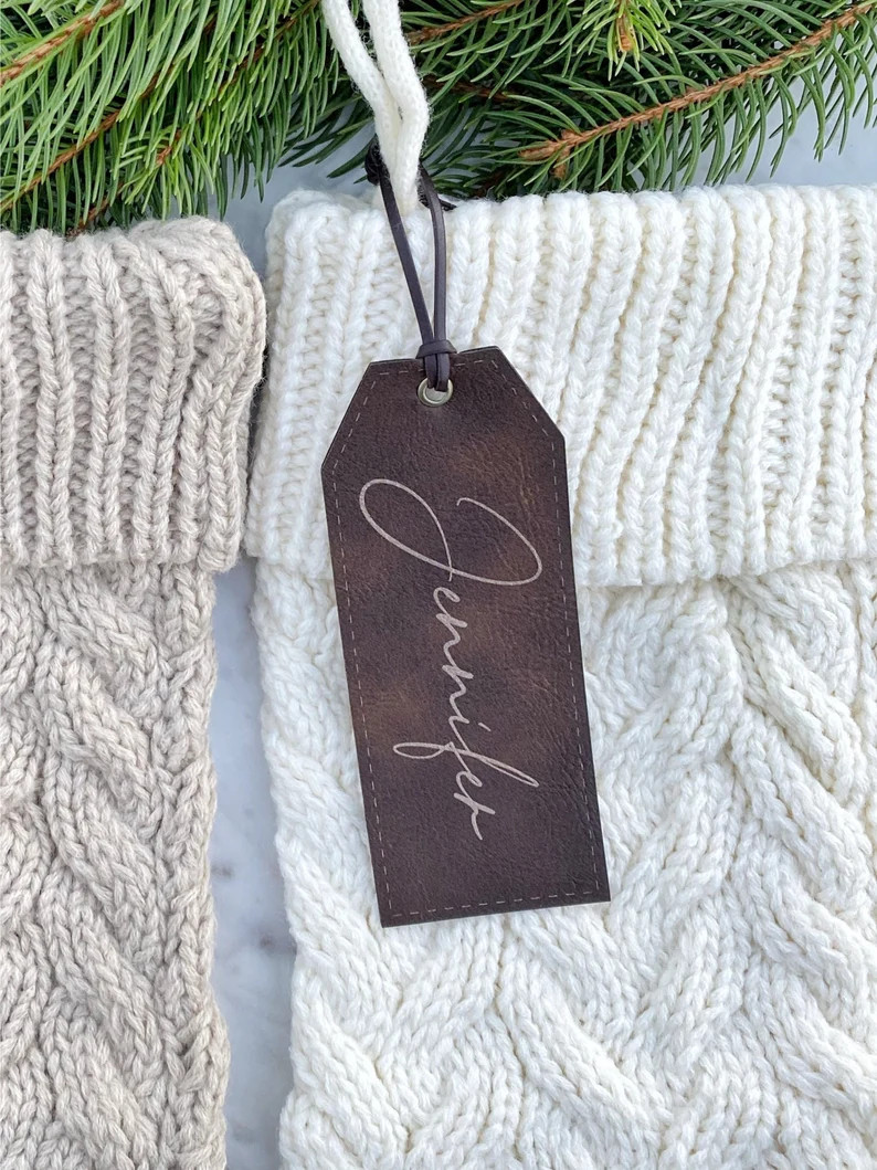 Christmas Stocking Tag Stocking Name Tags Leather Name Tags - Etsy | Etsy (US)