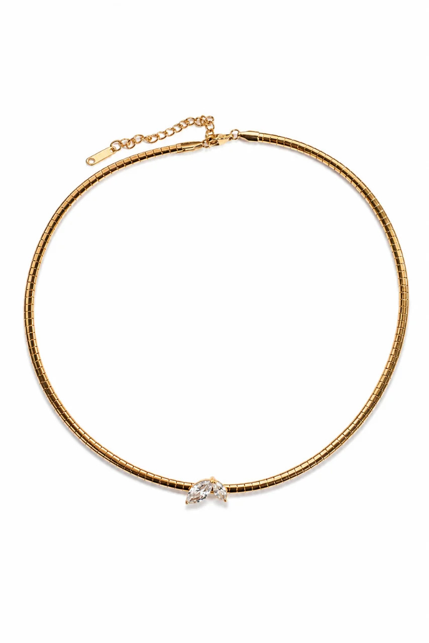 Kiss Me in NY Omega Crystal 316L Stainless Steel Adjustable Necklace | KC Chic Designs