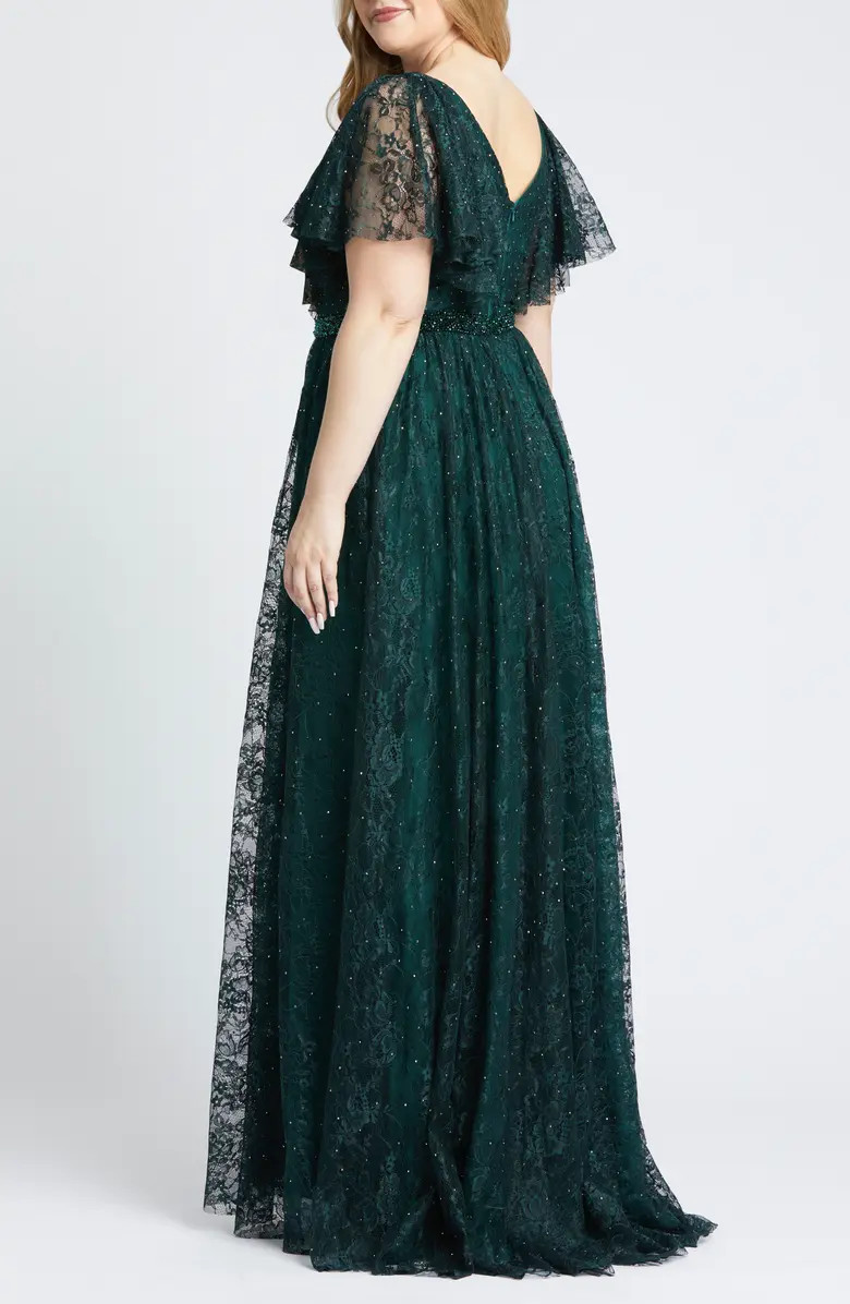 Lace Flutter Sleeve Gown | Nordstrom