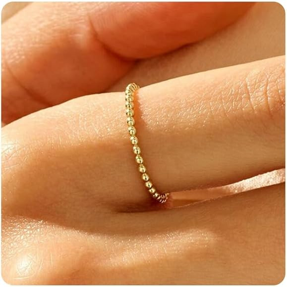 NONAMOIS 18K Gold Plated Thin Ring for Women Gold Simple Thin Twist Band Ring Dainty Stacking Cha... | Amazon (CA)