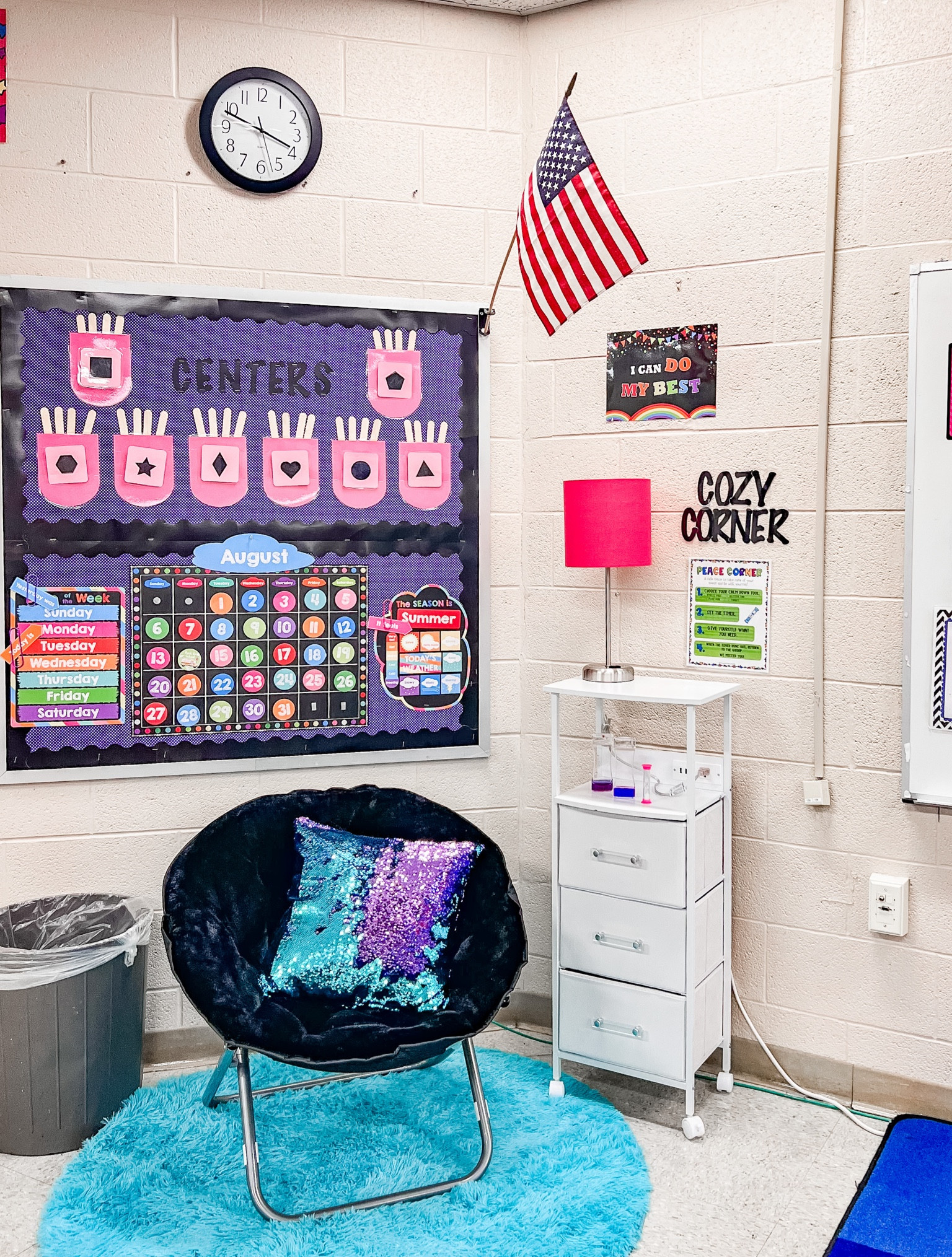 Cozy Corners provide students with a space to calm down, have a mindful moment, solve a problem, feel comforted, and more. This corner features a soft place to land with a drawer cart filled with sensory tools to help guide students during their time in this special space 🩵💕💜

#LTKkids #LTKfamily #LTKBacktoSchool