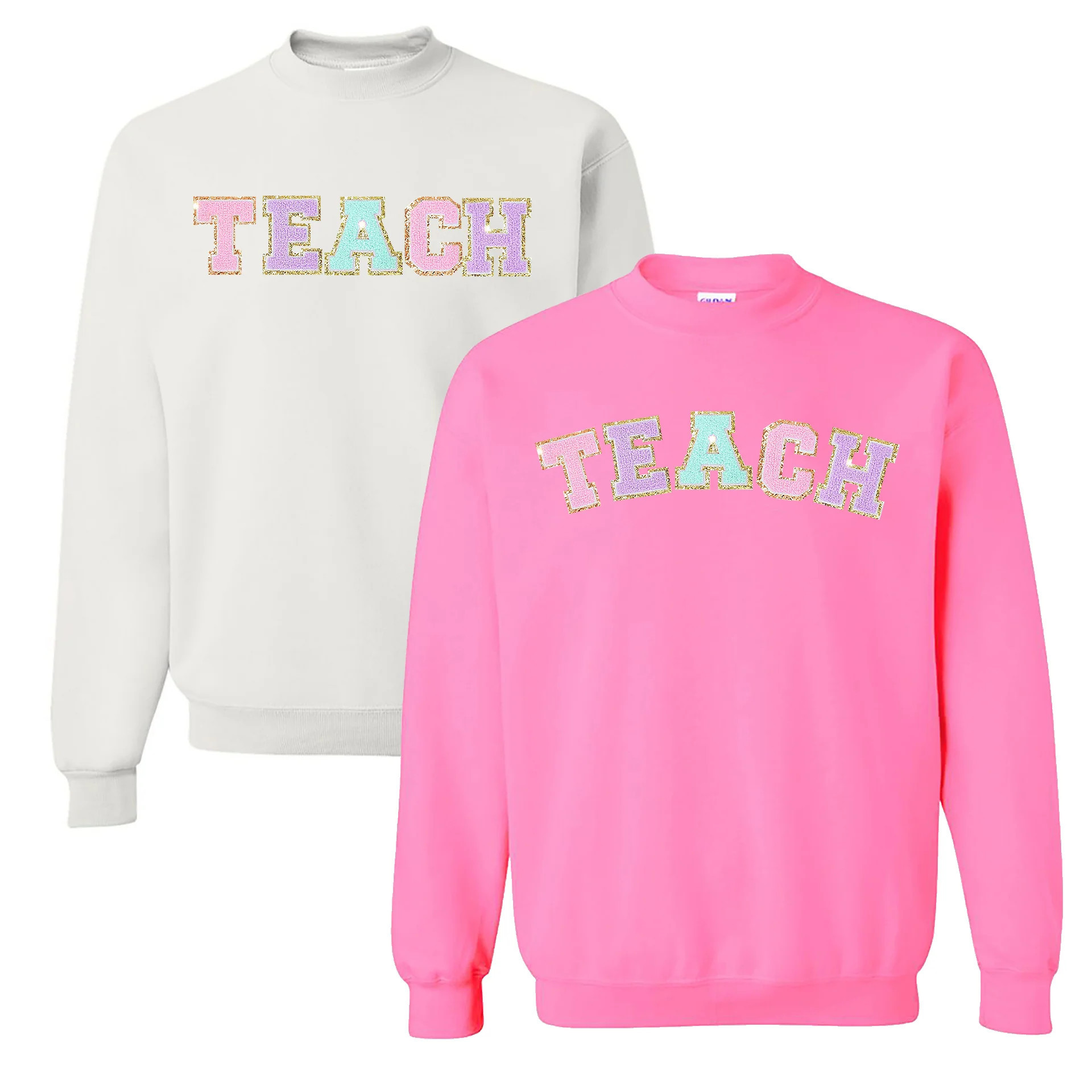 Teach Letter Patch Crewneck Sweatshirt | United Monograms