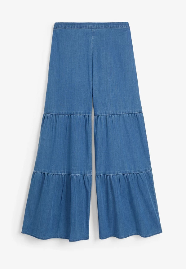 Girls Tiered Chambray Flare Leg Pant | Maurices