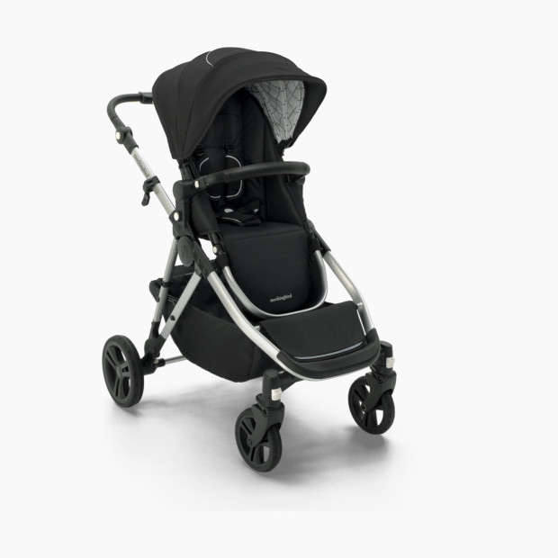 Mockingbird Single-to-Double Stroller 2.0 in Black/Windowpane Canopy/Black Leather | Babylist