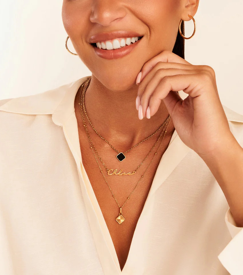 Textured Clover Necklace (Gold) | Abbott Lyon