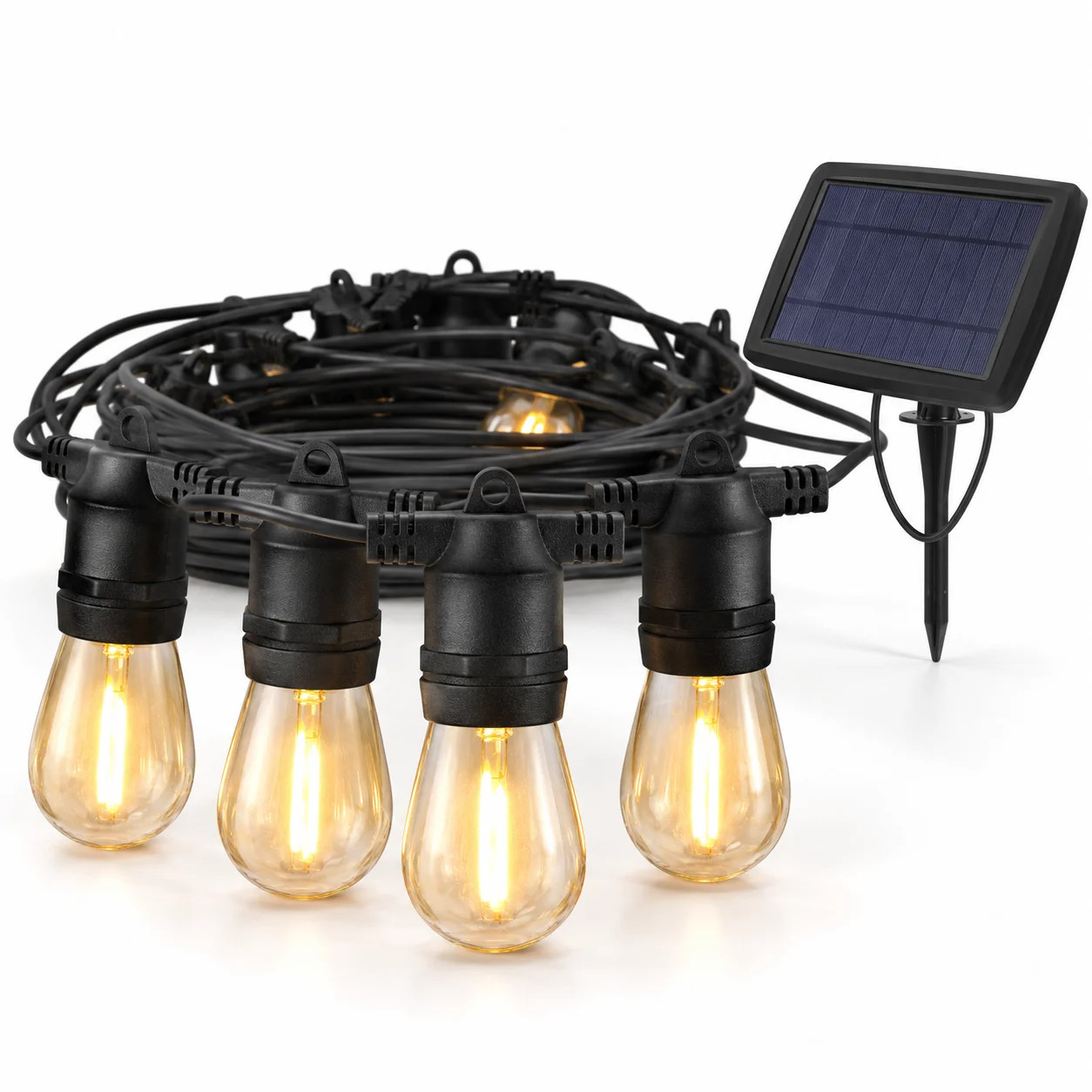48FT 15-Bulb Solar-Powered Outdoor Standard String Lights, Shatterproof, Weatherproof, Dusk to Da... | Wayfair North America