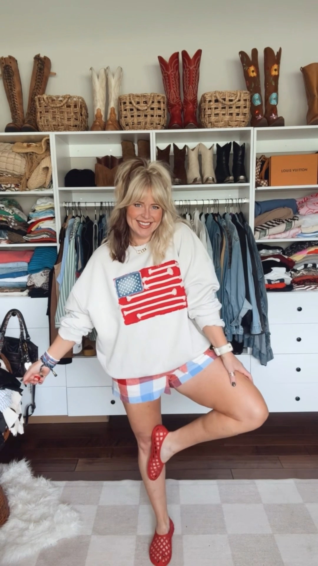 These red white and blue finds at Target are so CUTE! I’m wearing a size 8/M in everything but I got an XL in the sweatshirt. @Target #ad  
#memorialday #targetstyle #summeroutfits

#LTKOver40