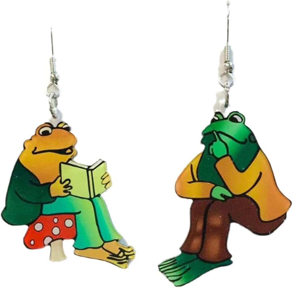 Frog Earrings For Women, Asymmetrical Think Animal Book Fun Unique Creative Animal Dangling Trendy Halloween Acrylic Gift Jewelry | Amazon (US)