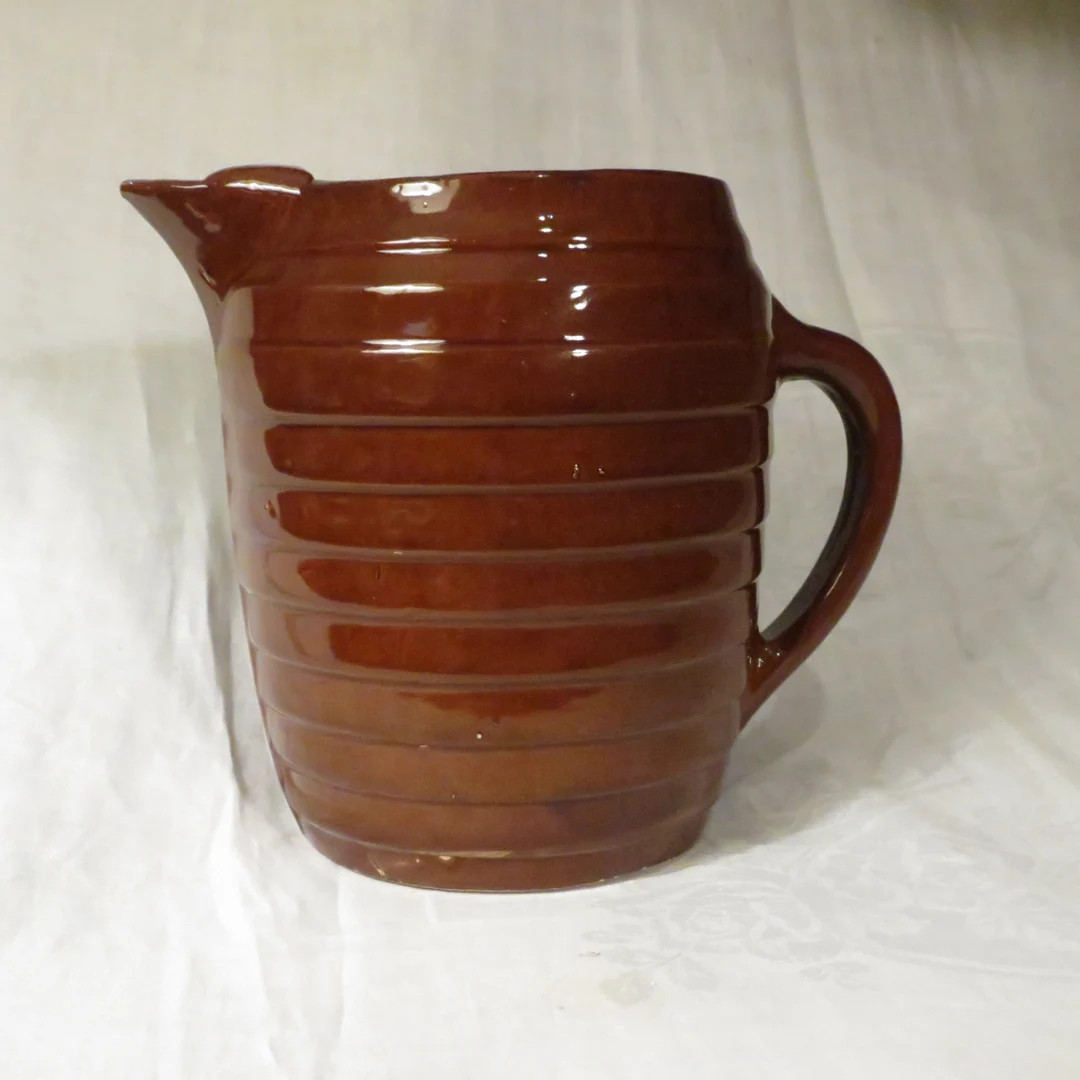 Vintage Brown Pottery or stoneware pitcher barrel style made in USA | Etsy (US)