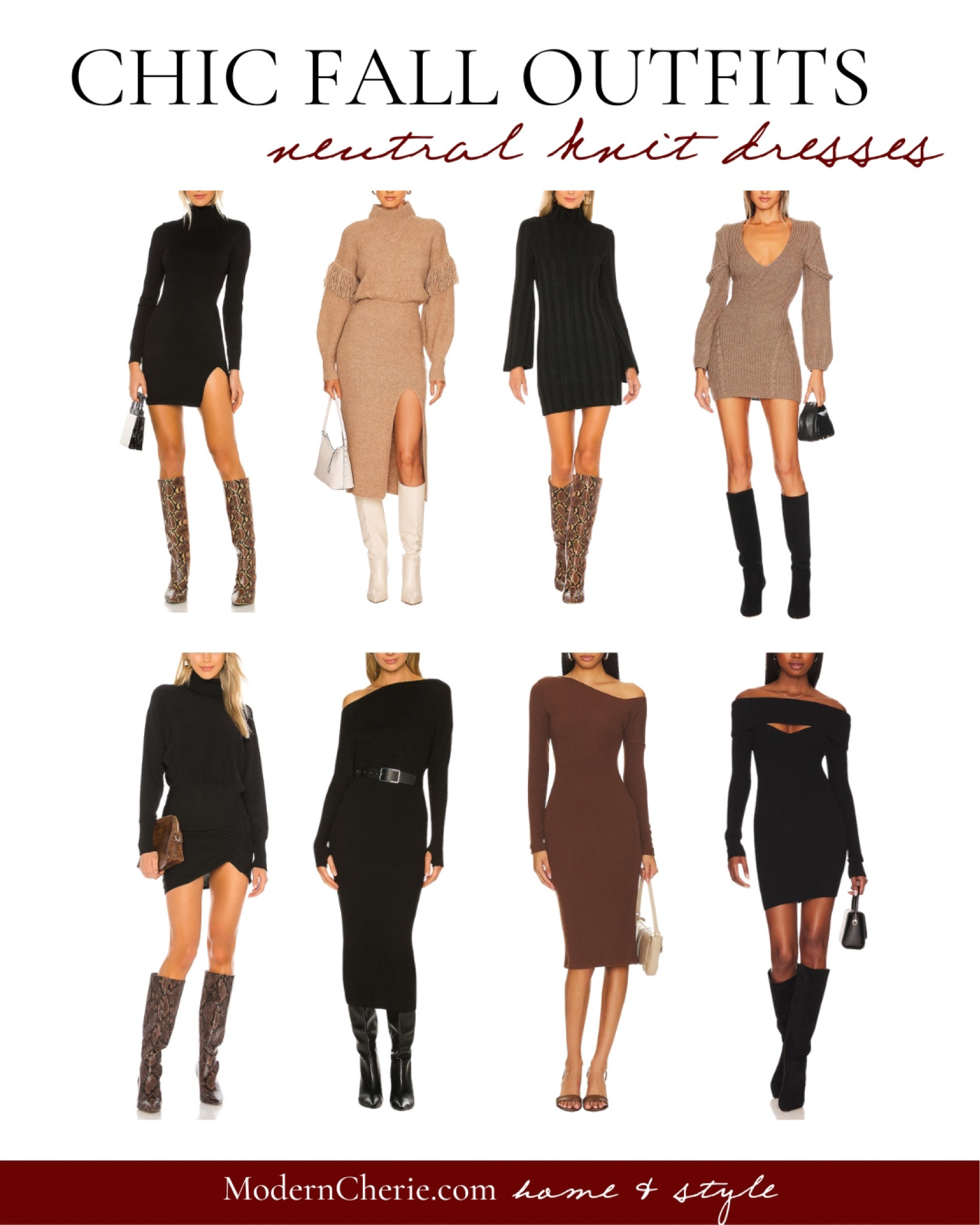 Chic fall outfits: neutral knit dresses #falloutfits #knitdresses