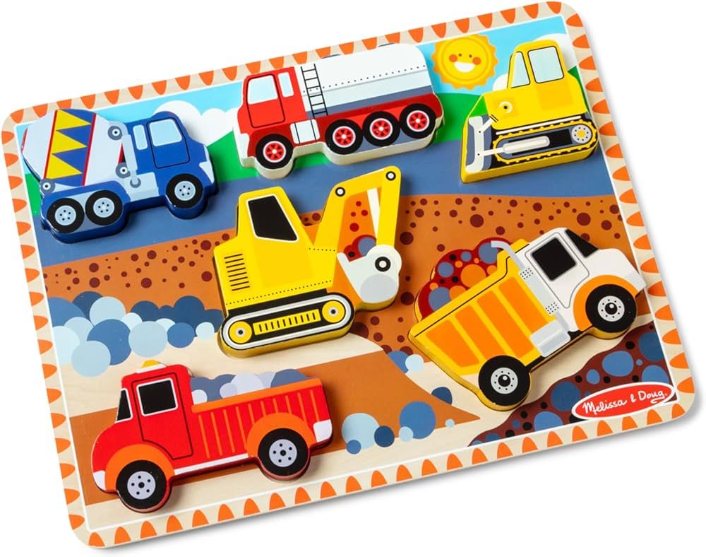 Melissa & Doug Construction Vehicles Wooden Chunky Puzzle (6 pcs), Multicolor, 11.95 x 8.95 x 1.0 | Amazon (US)