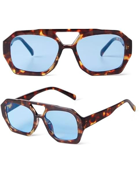 SOJOS Trendy Aviator Sunglasses for Womens Mens Polarized,Hexagonal Square Double Bridge Designer... | Amazon (US)