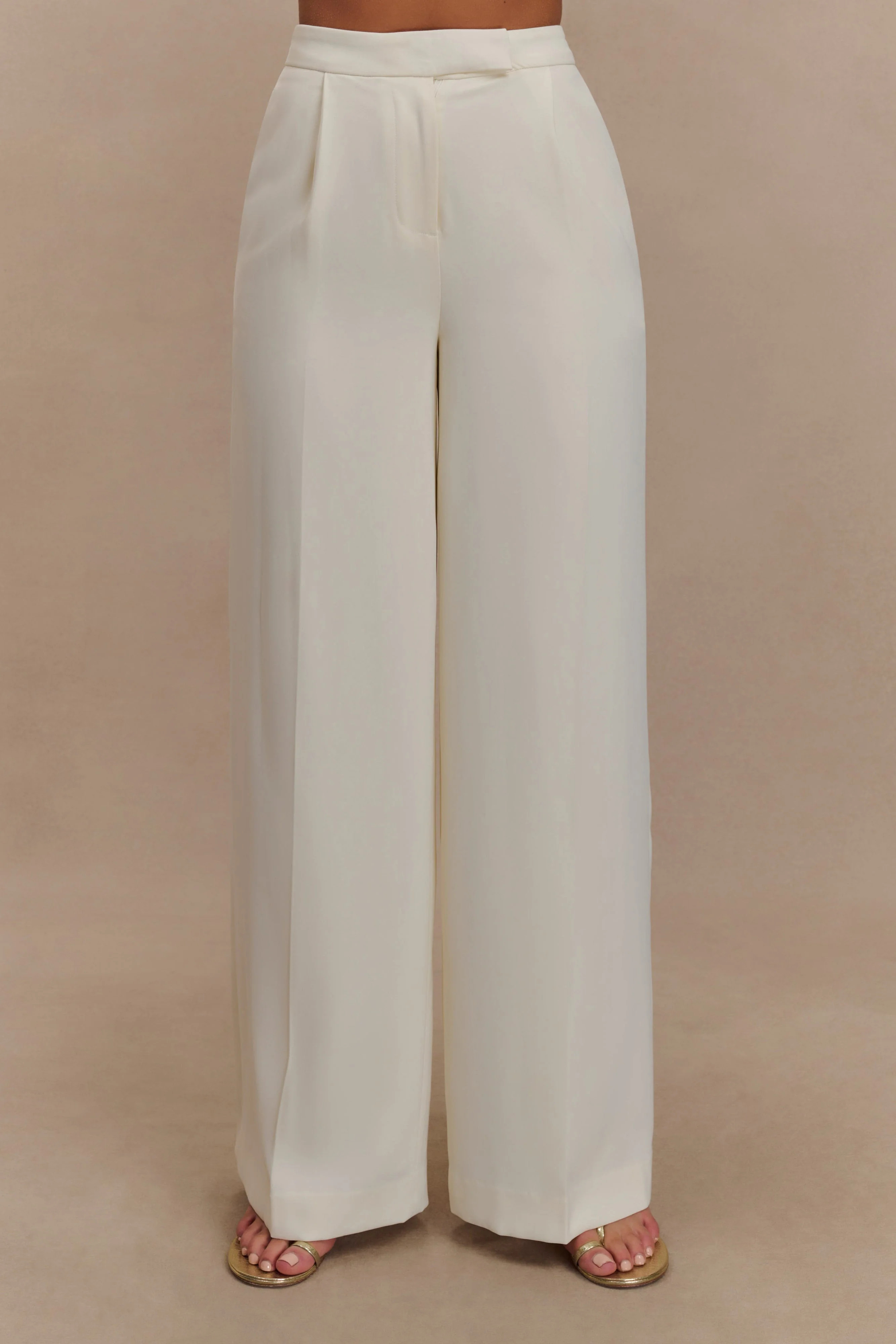 Faith Suiting Wide Leg Pant - Ivory | MESHKI US
