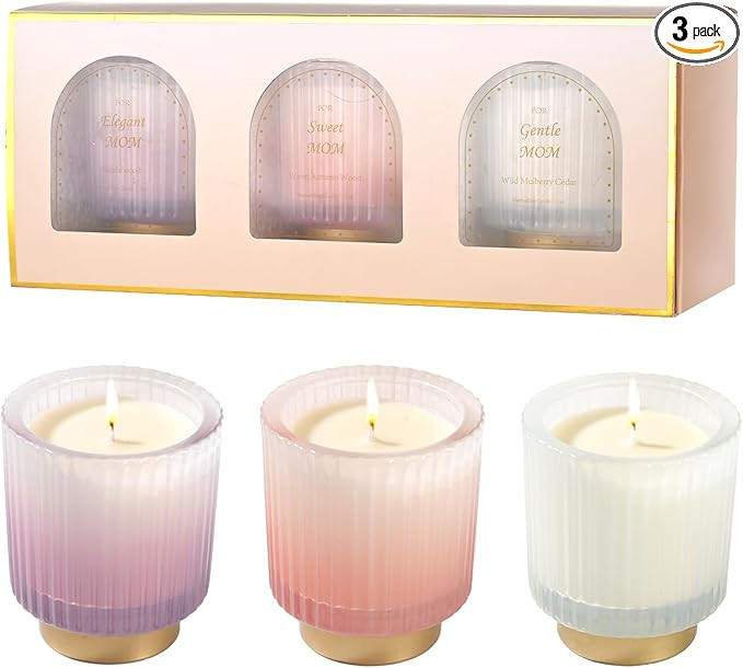 DN DECONATION Scented Soy Candle Set for Mom, 3 Pack Aromatherapy Candles with Cedar, Autumn Wood... | Amazon (US)
