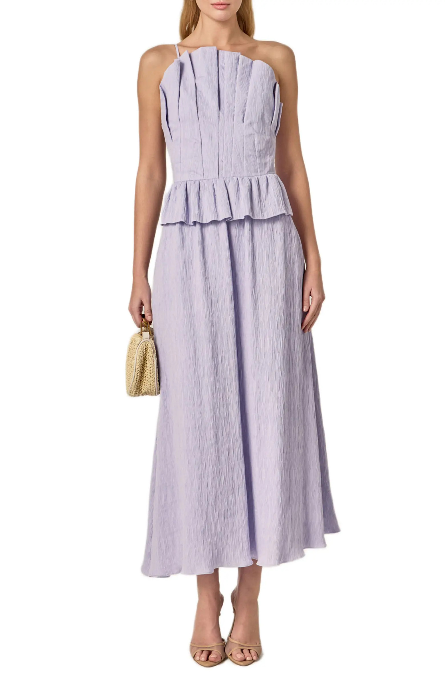 Pleated Ruffle Strapless Maxi Dress | Nordstrom