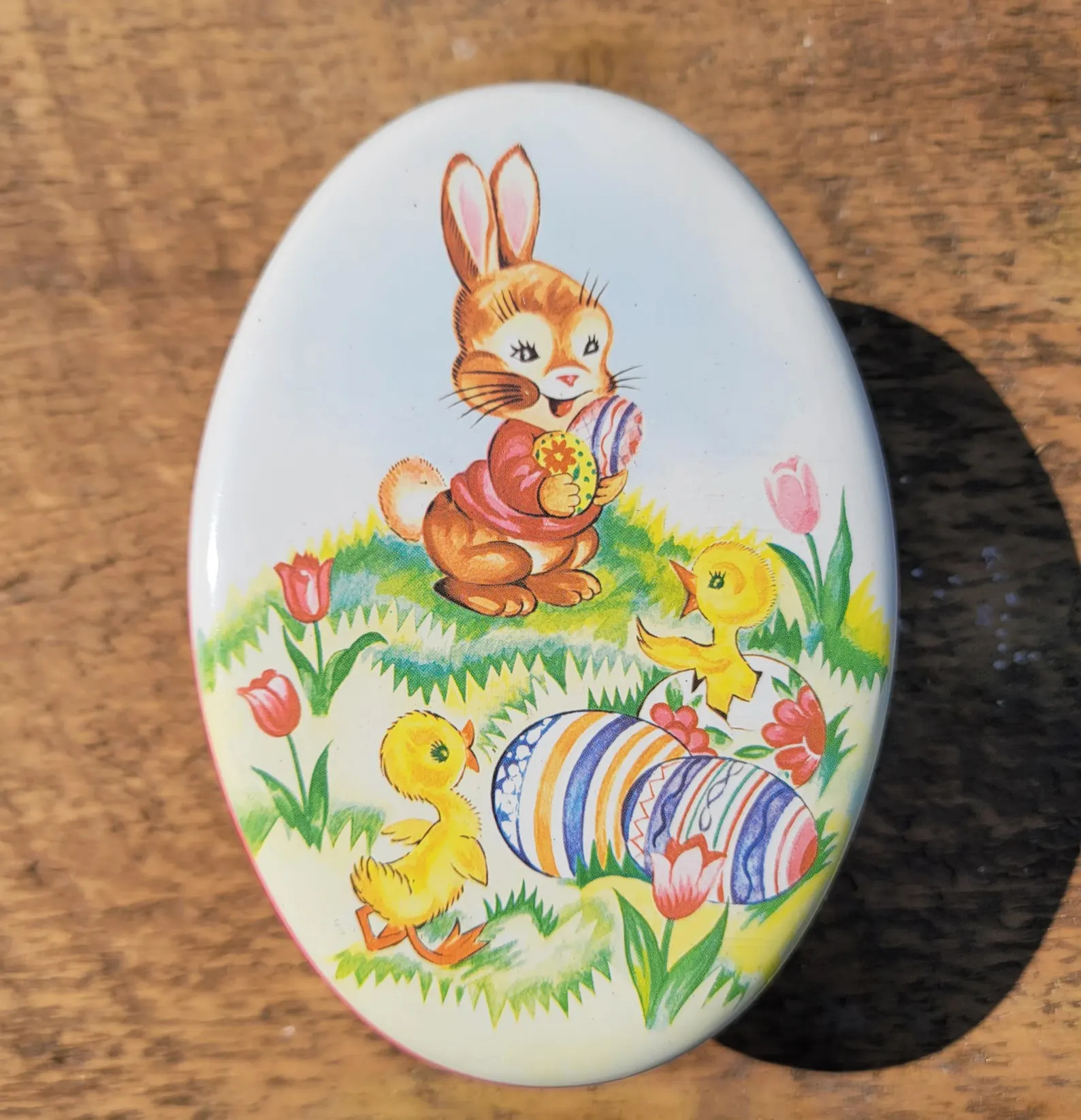 Bunny Egg Shaped Vintage Tin, Cute Bunny Chick Candy Tin, England Daher Tin, Easter Egg Chocolate... | Etsy (US)